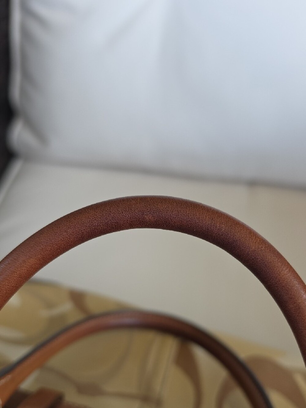 Coach Hampton Optic Tan and White Signature Stripe Satchel - Picture 15 of 16